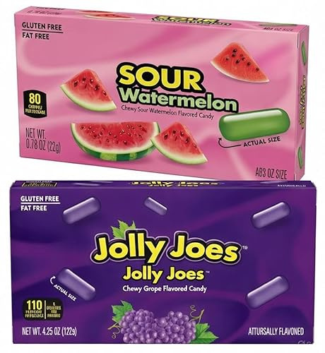 Sour Watermelon + Jolly Joes – Doppelpack 2 x 120 g – Bunte Kaubonbons – Amerikanische Kultsüßigkeit