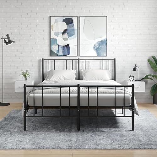 Ziaphsol Set di 2 comodini da parete sospesi, in legno bianco, lucido, 35 x 35 x 20 cm, per camera da letto, soggiorno, con spazio di archiviazione, moderna console da notte sospesa