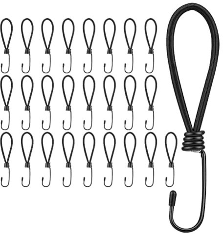 vsshe Ganci Elastici, 25 Pezzi Corde Elastiche con Gancio, 15 cm Elastici Cinghie di Fissaggio per Telone, Corde elastiche robuste, Multiuso, per Teloni, Campeggio, Poster, Tende