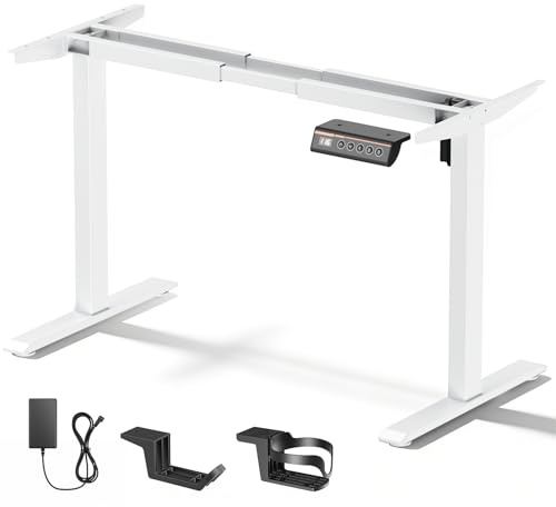 Gvdeirn Electric Desk Frame, 70-120cm Height Adjustable Standing Desk Frame with Smart Memory Controls, Anti-Slip Feet, Heavy Duty Steel, Easy Assembly for Home Office DIY Workstation (Frame Only)