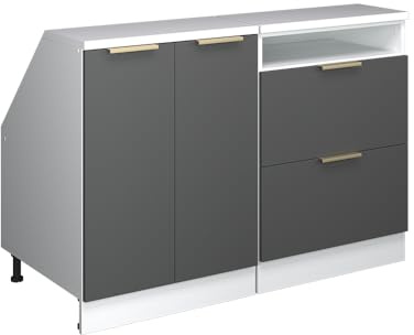 Vicco Küchenschrank für Dachschrägen R-Line, Anthrazit-Gold, 120 cm 2er Set Schrankkorpuss 60 cm Tiefe, geeignet für schräge Wände und Variable Küchenmontage