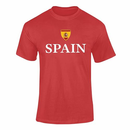 Spain Football Shirt Spanish T Shirt Kids Adults Flag Top 2026 | Spain flag and name football T shirt for Kids, men and women, ideal for matchdays, supporters and national events.