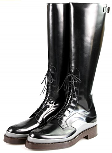 Prada Damen Schwarz Budapester Leder Stiefel 1W054G 055 F0633 39.5 EU
