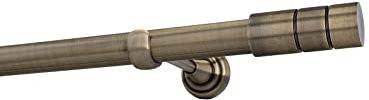 Sento 25mm Gardinenstange Vorhangstange 1-läufig Wandmontage Messing Antik 200 cm Ilusion