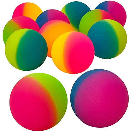 Bedwina Jumbo Super Hüpfbälle (12er Pack) - Große 6 cm Bälle in bunten Farben für Kinder als Mitgebsel, Partygeschenke & Preise für Jahrmärkte