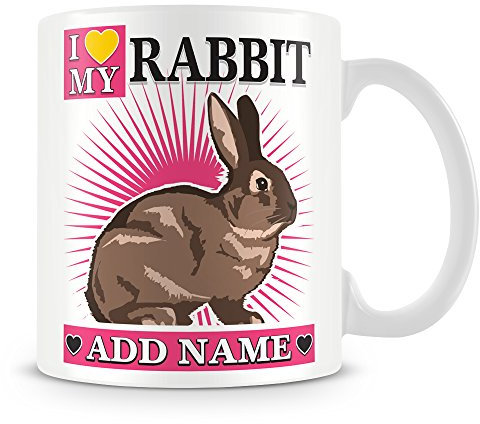 MUGGZ I Love My Rabbit Personalised Mug with Name - Rabbit Mug - Pink