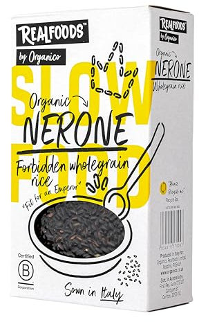Organico - Wholegrain Nerone Black Rice 12x 500g. Natural Superfood Organic Rice, Vegan Source of Fibre High in Antioxidants and Iron. Vacuum Packed, No GMO, No Preservatives