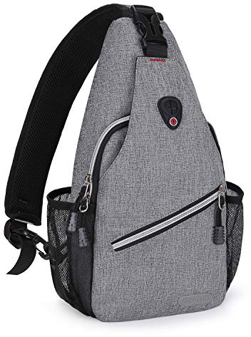 MOSISO Mini Sling Bag Sling Rucksack, Klein Brusttasche Crossbody Bag Wandern Daypack Reisen Outdoor Freizeit Sporttasche One Shoulder Tasche für Herren & Damen, Grau
