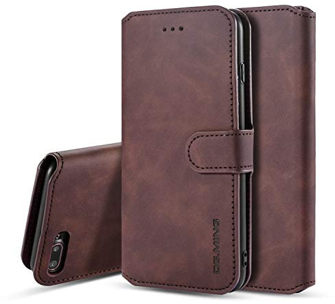 UEEBAI Case for iPhone 6 Plus iPhone 6S Plus, Luxury PU Leather Case Vintage Wallet Flip Cover TPU Inner Shell [Card Slots] [Magnetic Closure] Stand Function Folio Shockproof Full Protection - Coffee