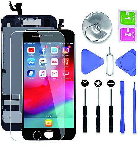 SNIDII Screen Replacement Black for iPhone 7 4.7 inch with Earpiece and Camera Full Assembly 3D Touch LCD Display Digitizer Frame Replacement with Repair Tool Kit, Screen Protector
