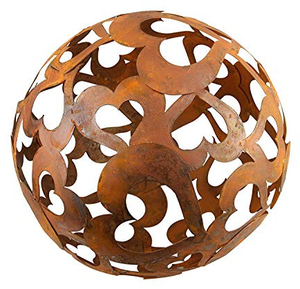 Kugel mit Herzen 30 cm Edelrost Gartendeko Wetterfest Rost Ball Herzkugel Gartenkugel rostige Dekoration Herz