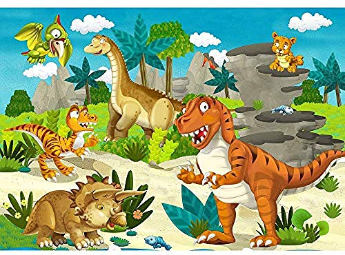 Gewebte Fototapete Premium Plus Wandbild Fototapete - Meine ersten Dinos - Kindertapete Kinderzimmer Dino Dinosauri Wanddekoration fototapete 3d Tapete effekt Vlies wandbild Schlafzimmer-150cm×105cm