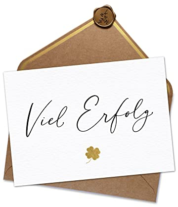 Joli Coon Viel Erfolg Karte - Viel Glück Geschenke - A6 mit Naturkuvert und Wachssiegel