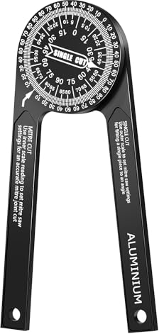 Gohelper Miter Saw Protractor Angle Finder Tool, 7 Inch Aluminum Metal Professional Mitre Protractor, Miter Gauge for Inside Outside Corner, Skirting Woodworking, Crown Molding, Carpenter, Plumber