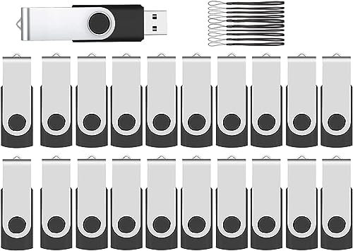 ABLAZE Pendrive 1GB Pack 20 Memoria USB 2.0 Pen Drive 1GB Flash Drive para PC Windows TV Mac, 1GB 20 Unidades (10 Colores)