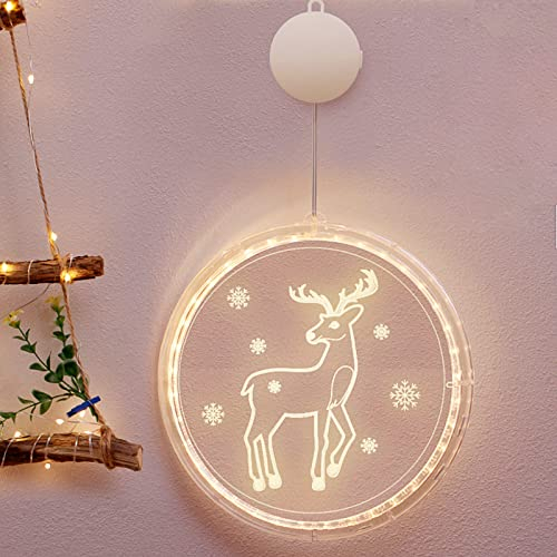 Bseical Weihnachtsbeleuchtung Innen Fenster LED Warmweiß, Weihnachtsbaum Lichterkette Batterie Kabellos Weihnachtsdeko, Weihnachtsbaumschmuck Weihnachten Weihnachtsgeschenke (16cm, Rentier)