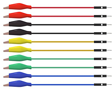Gonnely AlligatorClip Test Line - 10pcs P1533 Testing Wire Silicone AlligatorClip Test Lead Line Crocod-ile Color Test Cable to Breadboard Male Jumper Wires For DIY,Electrical,Electronic Testing