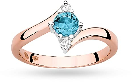 MARKO Damenring aus Roségold 14 Karat (585) Verzierter Topas 0.50 ct mit eleganter Ringbox (62 (19.8), Topas)