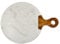 Kadum Servierbrett Carrara aus weißem Marmor und Akazienholz mit Holzgriff| rundes Marmorbrettchen Holzbrett Frühstücksbrett Küchenbrett Käseplatte Ø 25 cm | 1er Set