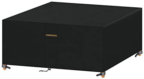 VANSHEIM Garden Furniture Cover Patio Furniture Table Chairs Covers Weatherproof Covers for Outdoor Furniture with Water Resistant Windproof Anti-UV Heavy Duty Oxford Fabric Rectangle 150x130x90cm