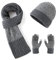 Lallier Winter 3-teiliges Herren Wolle Mütze Schal Handschuhe Set, Warmes Beanie Skull Cap Schal Thermohandschuh Set für Herren, Grau