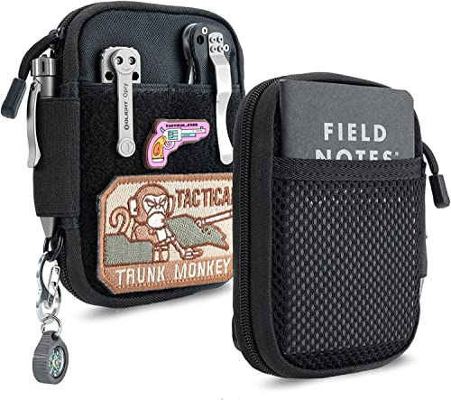 EDC Pouch Pocket Organizer,Kleine EDC Tasche Pocket Pouch mit Klettfläche,Kleine Werkzeugtasche mit D-Form Schlüsselring,Nylon Multitool Organizer Tasche(TK07 Schwarz)