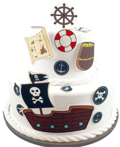 Essbare Tortendeko - Pirat - Fondant Kuchen Tattoo aus essbarem Zuckerpapier