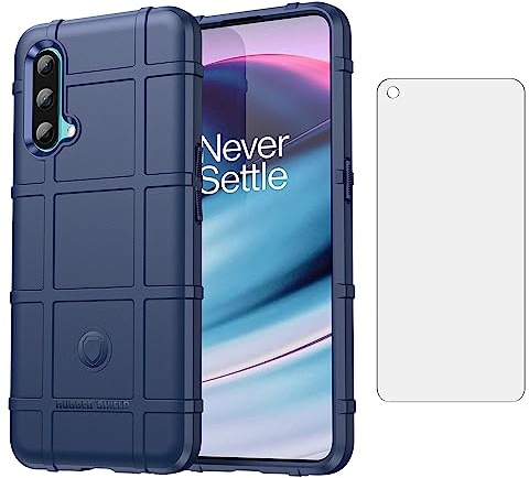 Asuwish Handyhülle für OnePlus Nord CE 5G Hülle mit Glas Folie Panzerfolie Schutzfolie und Extra Dünn Silikon TPU One Plus CE5G Euro 1 Plus 1plus One+ 1+ EC Slim Hard Handy Hüllenn Phone Case Blau