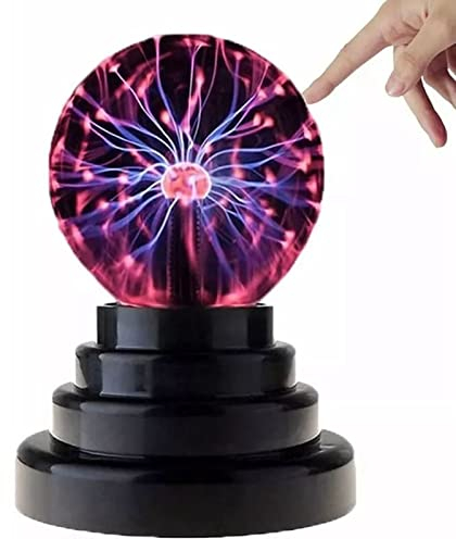 3 Zoll Magische Plasmakugellampe, Berührungsempfindliche Interaktive Plasmalampe, Nebelkugelkugel, USB und Batteriestromversorgung, Wissenschaftliches Pädagogisches Geschenk für Dekorationen/Partys