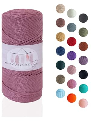 Makromecity Makramee Garn 2mm x 115m Premium Polyester Macrame Cord Polypropylene Yarn für Handwerk Wohndekorationen Platzteller Umhängetasche Handtasche Runner Schnullerkette 20 Farbe