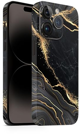 TF Skins Skin passend für iPhone 14 Pro Max Skin/Schutzfolie für die Rückseite und Seiten inkl. Kameraschutz Schutz vor Kratzern Decal Wrap (Luxury Black)