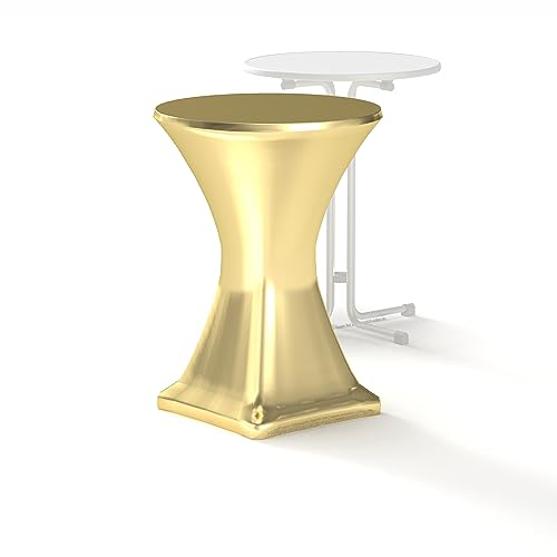 1 x Premium-Stehtischhusse Stretch 80 cm Metalic-Gold, Hotel Qualität 210g m², mit Öko-Tex Siegel, Verstärkung im Fußbereich für Tische mit Ø 80cm - 85cm Durchmesser