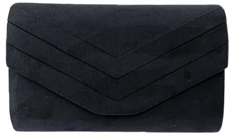 LeahWard Women's Suede Clutch Bag Large Wedding Handbags With Chain Strap (Black)