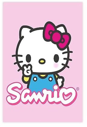 VOLBOZ Hello Poster & Kitty Pink Niedliches Poster Leinwand Poster Schlafzimmer Dekor Sport Landschaft Büro Zimmer Dekor Geschenk Unrahmen-Stil 30 x 45 cm