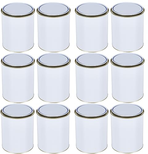 UltraBODY 12pcs Empty Paint Can with Lid Mixing Metal Tin Cans with Metal Lever Lids Multipurpose Storage Paint Pails Containers for Arts and Crafts, DIY Projects, Painting, Garage 1L