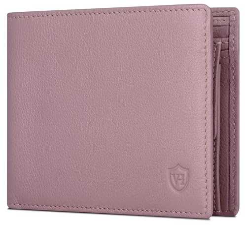 VON HEESEN Leder Geldbörse RFID Schutz I Echtleder Geldbeutel für Damen & Herren I Portemonnaie Brieftasche Wallet Portmonee (Lavendel)
