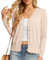 GRECERELLE Cardigan Femme avec Boutons et Encolure en V Cardigan Femme Léger et Estival Elégant avec Dentelle (Abricot, XL)