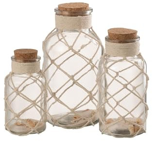 J-Line Decoration Vase Sable Coquillage Verre Transparent Large
