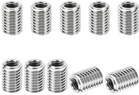 PATIKIL Rosca Adaptadores Manguito Reductora Tuerca, 10uds M10*1.5 Macho a M6*1 Hembra Reparación Inserto Tuerca Tornillo Reductor Conversión Inoxidable Acero Sujetador 14mm