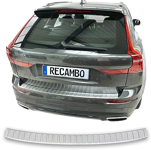 Protection de seuil de chargement en acier inoxydable mat - Compatible avec Volvo XC60 II - Année de construction à partir de 2017 - Qualité supérieure RECAMBO