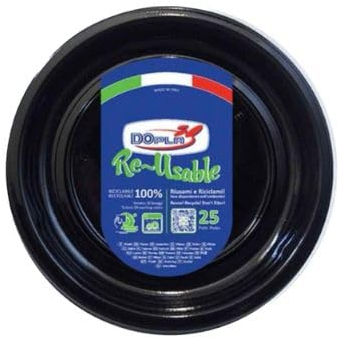 TEKHOME Piatti Plastica fondi,25/50/75/100/125/150 Pezzi piatti plastica colorati lavabili e riutilizzabili Rotondi per Compleanno,Festa, Matrimonio,Fai da Te Fatti a Mano (25, NERO)