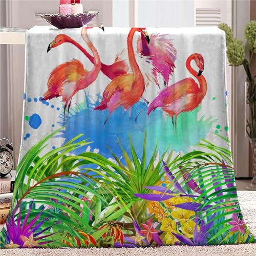 Sofadecke Kuscheldecke Flamingo-Muster Fleecedecke Warm Flanell Sofaüberwurf Decke, Sofa üBerwurfdecke Couchdecke, 130x150 cm Flauschige Wohndecke für Couch