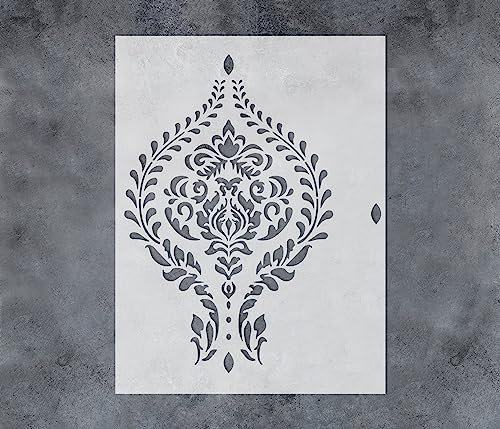 GSS Designs - Pochoirs muraux damassés pour peinture - 30,5 x 40,6 cm - Grand pochoir floral damassé pour murs, meubles, tissus, bois, sols - Pochoir mural à motif damassé