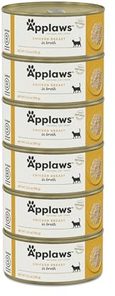 Applaws Natural Wet Cat Food in Broth, Limited and Natural Ingredients, High Protein with No Artificial Additives, Chicken Breast in Broth (6 x 5.5oz Cans)