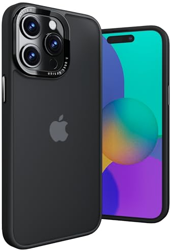ONES für iPhone 15 Pro Hülle, Matt Schwarze Handyhülle, Harte PC Schutzhüller + Schwarze Silicone Kantenschutz Bumper, Stoßfest Militärstandard, Anti-Gelb, Kratzfest, dünne Hybrid Hüll