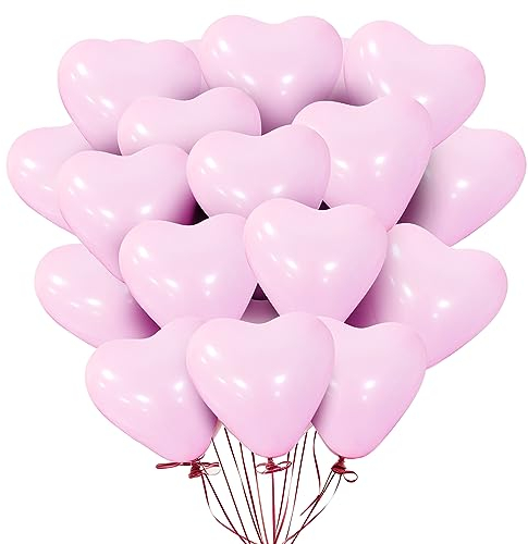Ziamzra 90pcs Palloncino Cuore Rosa Matrimonio Lattice Naturale Anniversario Amore Helium Decorazioni per San Valentino Party Romantico Festa Fidanzamento