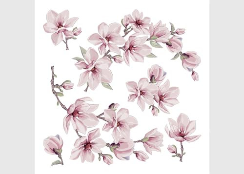 Pegatinas de pared con flor de magnolia, cocina, salón, oficina, dormitorio, calcomanías de pared, calcomanías de pared de AG Design 30 x 30 cm | SSA 3874
