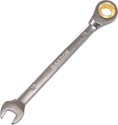 DAKCOS Llave Fija con Carraca Llave Combinada de trinquete de 10mm, Cr-V 72 deintes