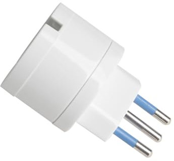 Adattatore Semplice da Schuko 2P+T 10A / 16A a Spina Piccola Italiana 10A, Adattatore da Viaggio 250V Max 1500W (1 Pezzo, Bianco)