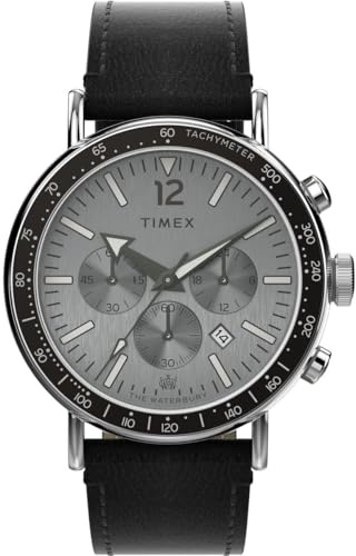 Timex Herren Chronograph Quarz Armbanduhr mit einem Lederband Standard Chrono